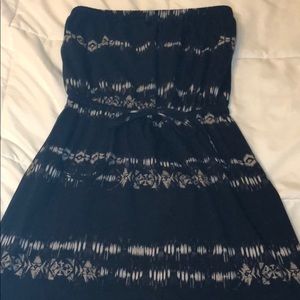 Strapless black striped print dress